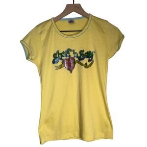 VINTAGE STEDMAN “short n sexy” Y2K glitter transfer baby tee M